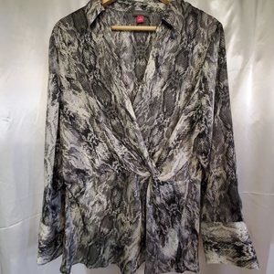 Vince Camuto Long Sleeve Twist Snakeskin Blouse